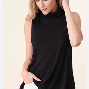 Sleeveless Black mock neck knit Top